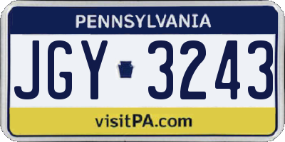 PA license plate JGY3243