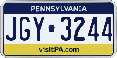 PA license plate JGY3244
