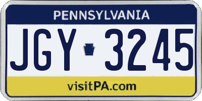 PA license plate JGY3245