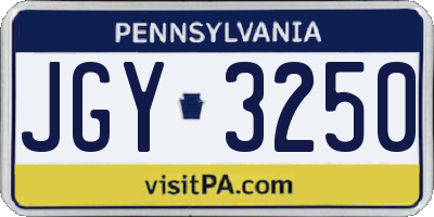 PA license plate JGY3250