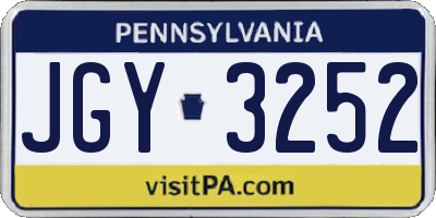 PA license plate JGY3252
