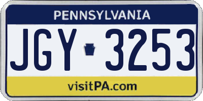PA license plate JGY3253