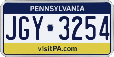 PA license plate JGY3254