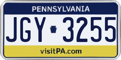 PA license plate JGY3255