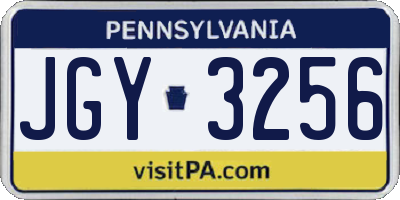 PA license plate JGY3256