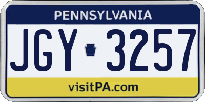 PA license plate JGY3257