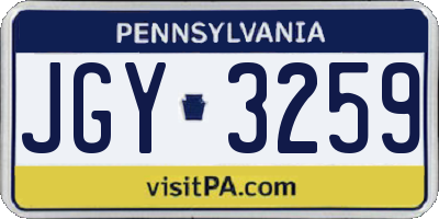 PA license plate JGY3259