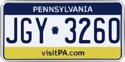 PA license plate JGY3260
