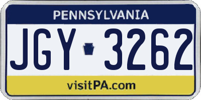 PA license plate JGY3262