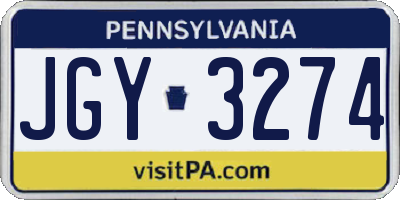 PA license plate JGY3274