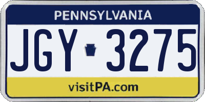 PA license plate JGY3275