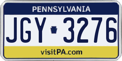 PA license plate JGY3276