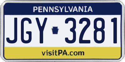 PA license plate JGY3281