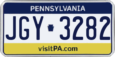 PA license plate JGY3282