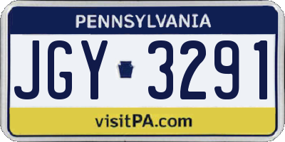 PA license plate JGY3291