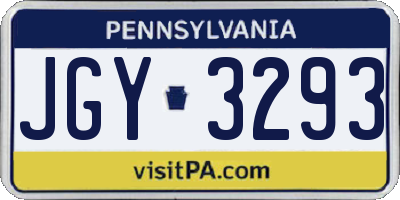 PA license plate JGY3293