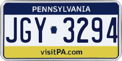 PA license plate JGY3294