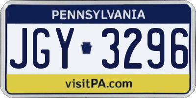 PA license plate JGY3296