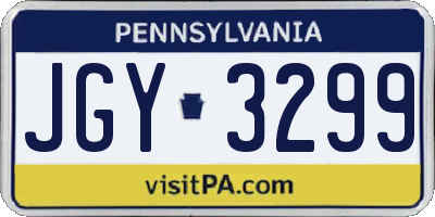 PA license plate JGY3299