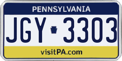 PA license plate JGY3303
