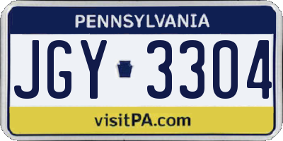PA license plate JGY3304
