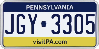 PA license plate JGY3305