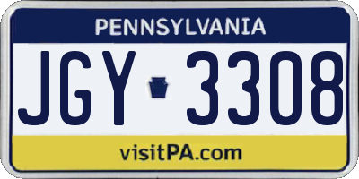 PA license plate JGY3308
