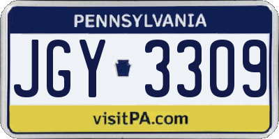PA license plate JGY3309