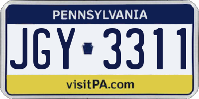 PA license plate JGY3311