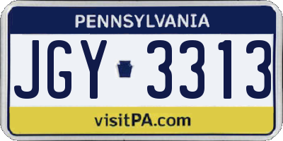 PA license plate JGY3313