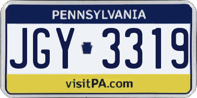 PA license plate JGY3319