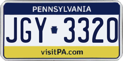 PA license plate JGY3320