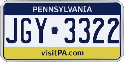 PA license plate JGY3322