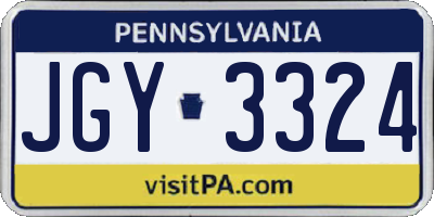 PA license plate JGY3324