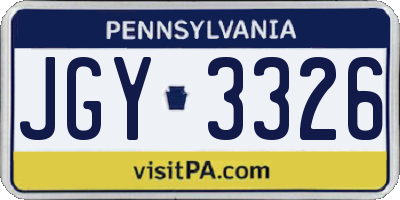 PA license plate JGY3326