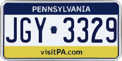 PA license plate JGY3329