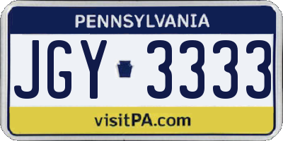 PA license plate JGY3333