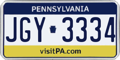 PA license plate JGY3334