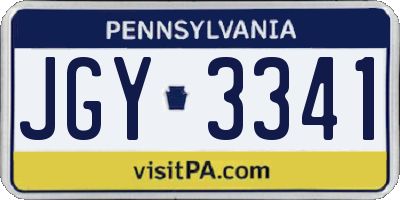 PA license plate JGY3341