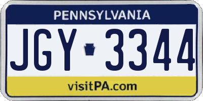 PA license plate JGY3344