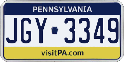 PA license plate JGY3349