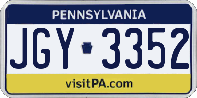 PA license plate JGY3352