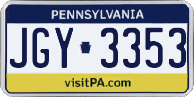 PA license plate JGY3353