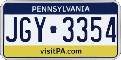 PA license plate JGY3354