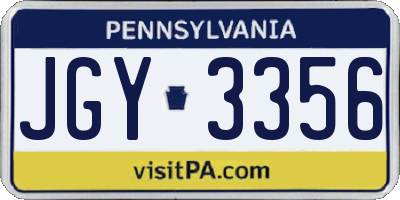 PA license plate JGY3356