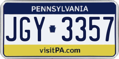 PA license plate JGY3357