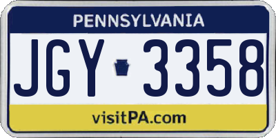 PA license plate JGY3358