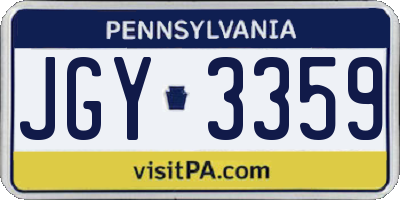 PA license plate JGY3359