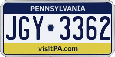 PA license plate JGY3362