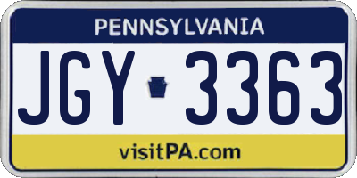 PA license plate JGY3363